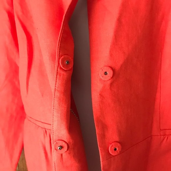 NWT Talbots Red Linen Jacket w/Peplum Size 12 - Picture 6 of 10
